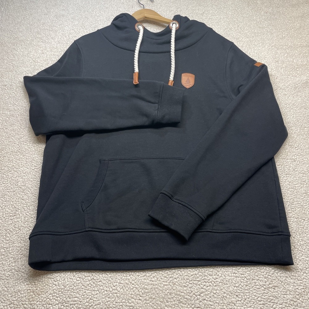 Wanakome Hoodie Mens XXL Black Adventure Mfg Co Pullover Rope Drawstring Patch